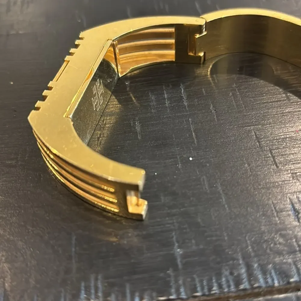 Tory Burch Gold Tone Fitbit Metal Bracelet Geometric Keeper Holder